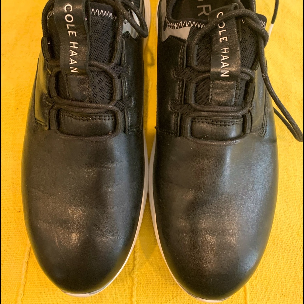 Men Cole Haan Black Grand Sport Leather Sneakers, Size 8 1/2 M